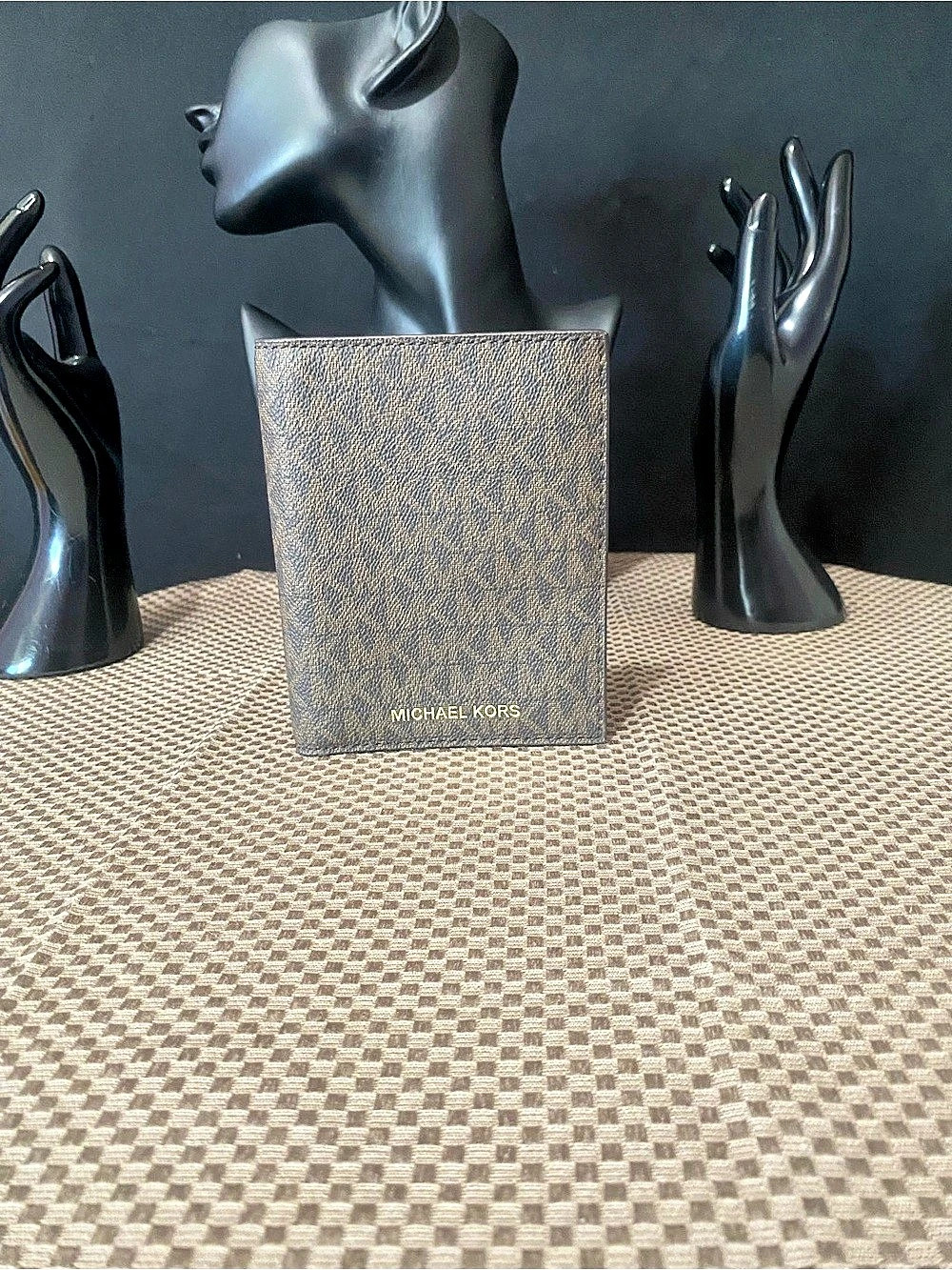 Michael Kors Brown Signature Logo Passport Holder Travel Wallet 4x5.5